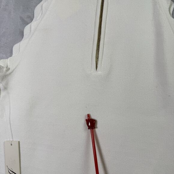 Eliza J White Tank Top Size Small White Wave Ruffle Hem *Flaws Formal Stretch - Picture 15 of 16